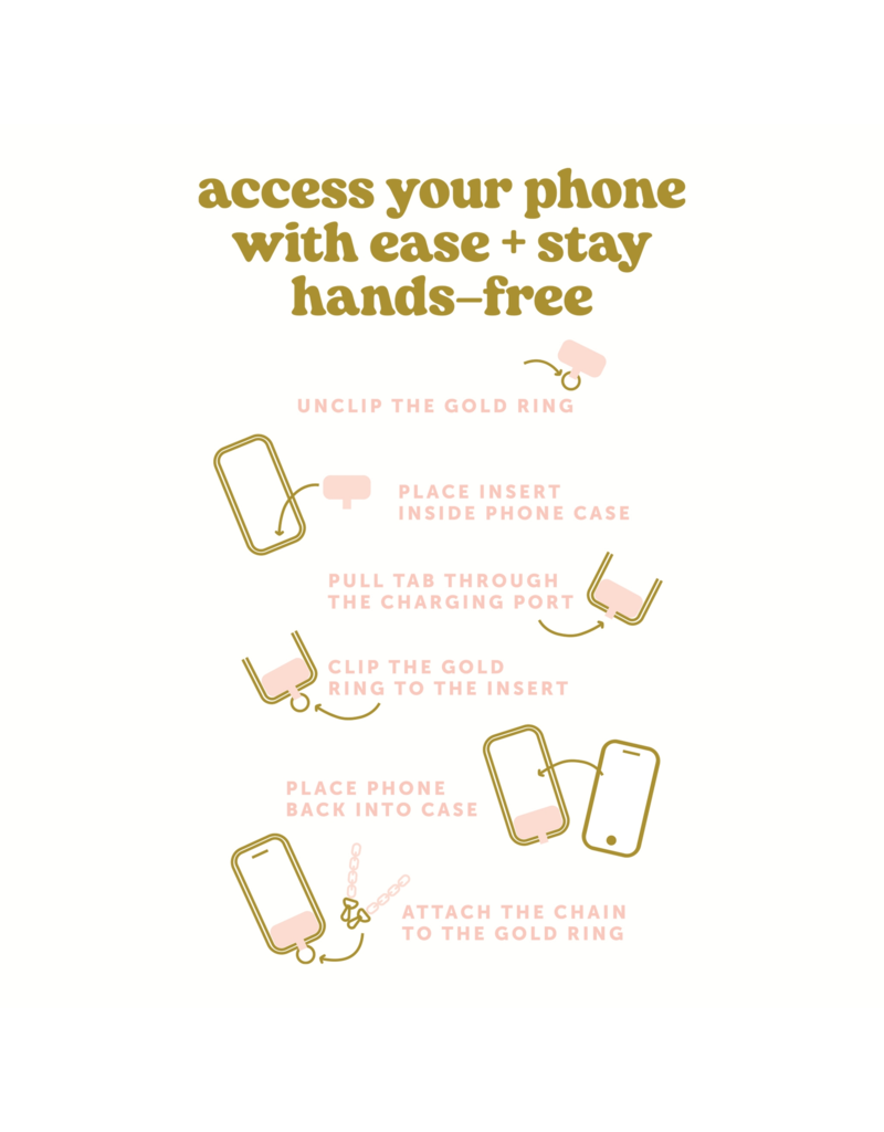 THE DARLING EFFECT Hold The Phone Crossbody Chain in Peach