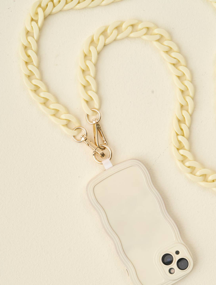 THE DARLING EFFECT Hold The Phone Crossbody Chain in Cream