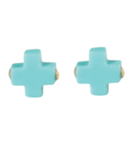 ENEWTON DESIGN Signature Cross Stud Earrings - Turquoise/Gold