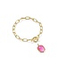 Daphne Gold Link and Chain Bracelet in Azalea Illusion