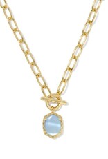 KENDRA SCOTT DESIGN Daphne Convertible Gold Link and Chain Necklace in Light Blue Mother of Pearl