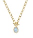Daphne Convertible Gold Link and Chain Necklace in Light Blue Mother of Pearl