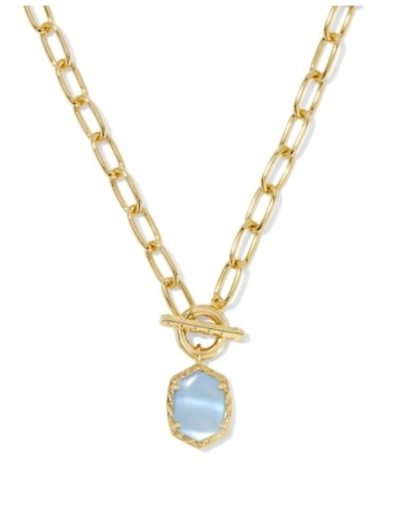 KENDRA SCOTT DESIGN Daphne Convertible Gold Link and Chain Necklace in Light Blue Mother of Pearl