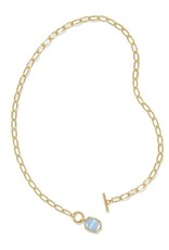 KENDRA SCOTT DESIGN Daphne Convertible Gold Link and Chain Necklace in Light Blue Mother of Pearl