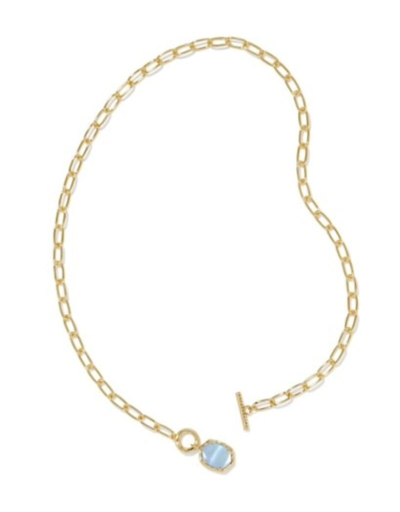KENDRA SCOTT DESIGN Daphne Convertible Gold Link and Chain Necklace in Light Blue Mother of Pearl