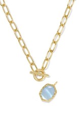 KENDRA SCOTT DESIGN Daphne Convertible Gold Link and Chain Necklace in Light Blue Mother of Pearl