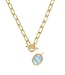 Daphne Convertible Gold Link and Chain Necklace in Light Blue Mother of Pearl