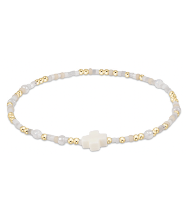 Hope Unwritten Signature Cross Bracelet - Call Me On My Shellphone/Gold