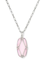 KENDRA SCOTT DESIGN Elle Lattice Frame Silver Large Long Pendant Necklace in Blush Ivory Mother-of-Pearl KENDRA SCOTT DESIGN Elle Lattice Frame Silver Large Long Pendant Necklace in Blush Ivory Mother-of-Pearl