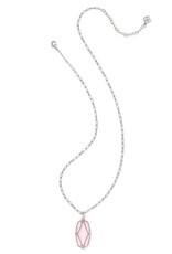 KENDRA SCOTT DESIGN Elle Lattice Frame Silver Large Long Pendant Necklace in Blush Ivory Mother-of-Pearl KENDRA SCOTT DESIGN Elle Lattice Frame Silver Large Long Pendant Necklace in Blush Ivory Mother-of-Pearl