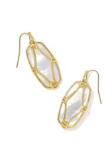 KENDRA SCOTT DESIGN Elle Lattice Frame Gold Drop Earrings in Ivory Mother-of-Pearl