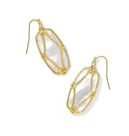 KENDRA SCOTT DESIGN Elle Lattice Frame Gold Drop Earrings in Ivory Mother-of-Pearl