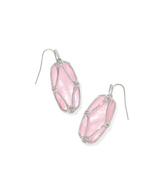 KENDRA SCOTT DESIGN Elle Lattice Frame Silver Drop Earrings in Blush Ivory Mother-of-Pearl