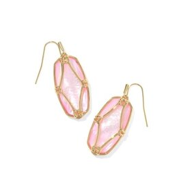 KENDRA SCOTT DESIGN Elle Lattice Frame Gold Drop Earrings in Blush Ivory Mother-of-Pearl
