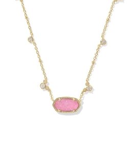 KENDRA SCOTT DESIGN Disney x Kendra Scott Gold Mickey Mouse Elisa Short Pendant Necklace in Hot Pink Drusy