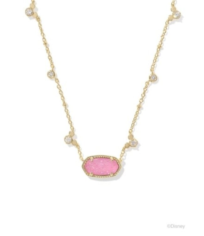 Disney x Kendra Scott Gold Mickey Mouse Elisa Short Pendant Necklace in Hot Pink Drusy
