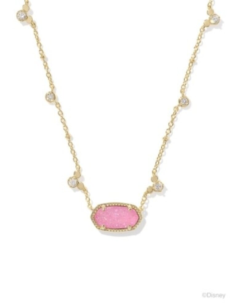 KENDRA SCOTT DESIGN Disney x Kendra Scott Gold Mickey Mouse Elisa Short Pendant Necklace in Hot Pink Drusy