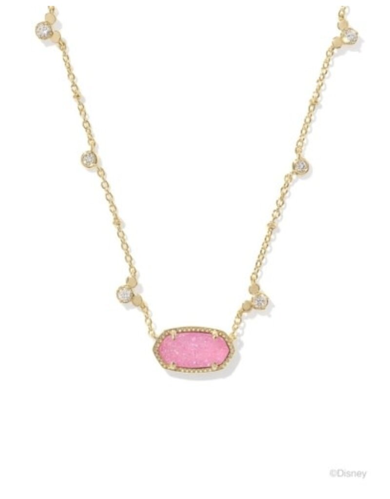 KENDRA SCOTT DESIGN Disney x Kendra Scott Gold Mickey Mouse Elisa Short Pendant Necklace in Hot Pink Drusy