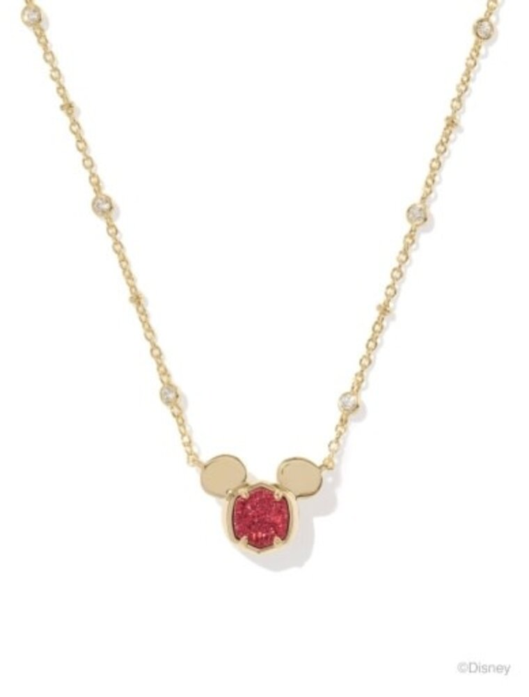 KENDRA SCOTT DESIGN Disney x Kendra Scott Gold Mickey Mouse Short Pendant Necklace in Bright Red Drusy