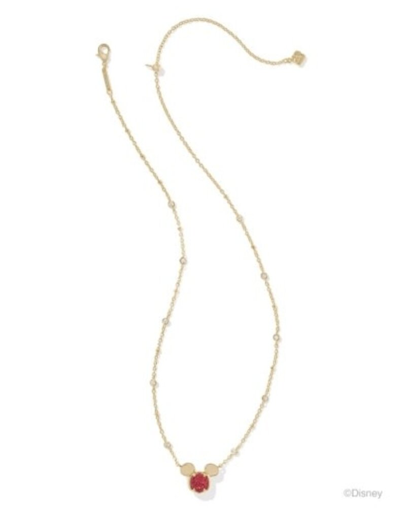 KENDRA SCOTT DESIGN Disney x Kendra Scott Gold Mickey Mouse Short Pendant Necklace in Bright Red Drusy