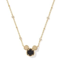 KENDRA SCOTT DESIGN Disney x Kendra Scott Gold Mickey Mouse Short Pendant Necklace in Black Drusy