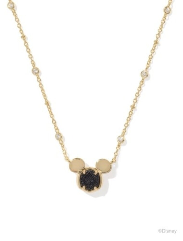 KENDRA SCOTT DESIGN Disney x Kendra Scott Gold Mickey Mouse Short Pendant Necklace in Black Drusy
