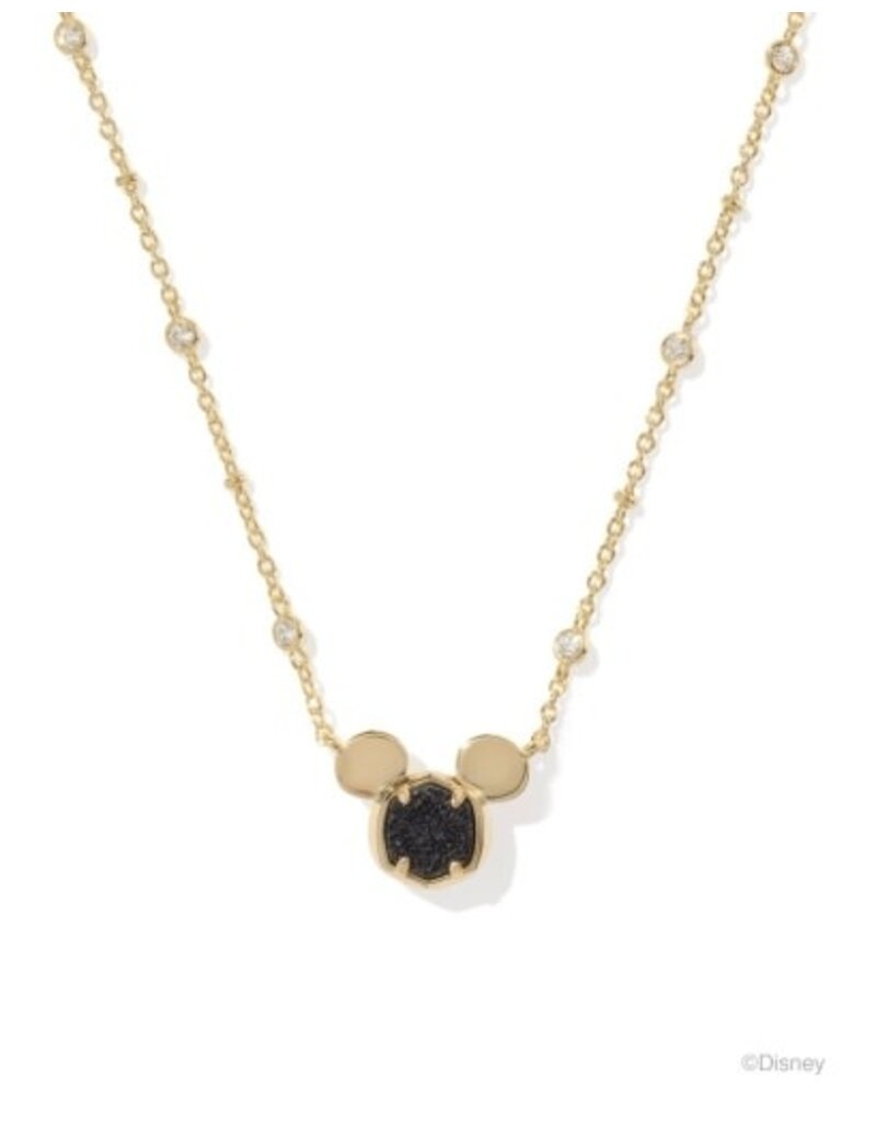 KENDRA SCOTT DESIGN Disney x Kendra Scott Gold Mickey Mouse Short Pendant Necklace in Black Drusy