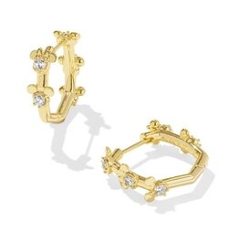 KENDRA SCOTT DESIGN Disney x Kendra Scott Gold Mickey Mouse and Minnie Mouse Huggie Earrings in White CZ