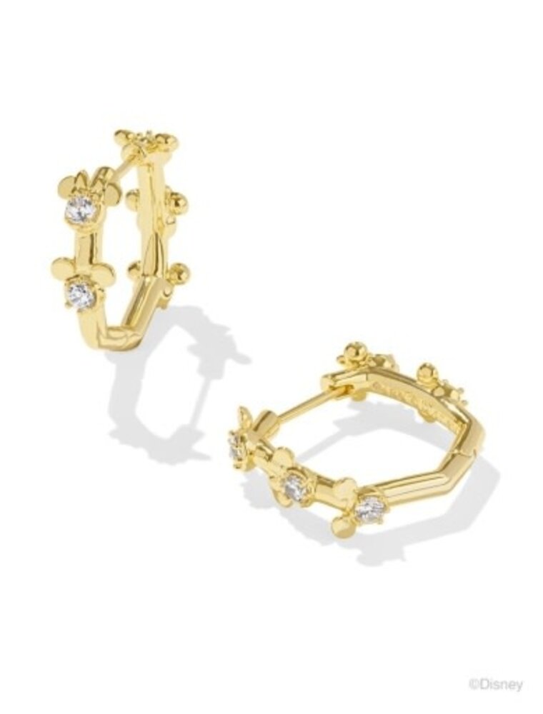 KENDRA SCOTT DESIGN Disney x Kendra Scott Gold Mickey Mouse and Minnie Mouse Huggie Earrings in White CZ