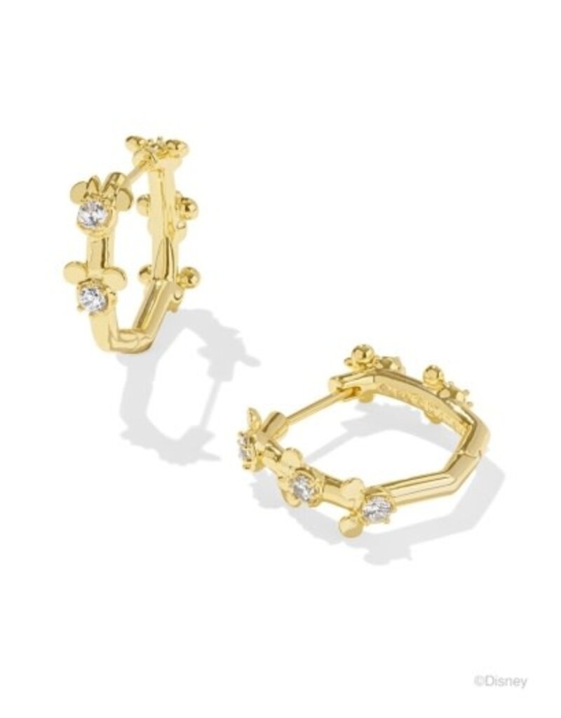 KENDRA SCOTT DESIGN Disney x Kendra Scott Gold Mickey Mouse and Minnie Mouse Huggie Earrings in White CZ