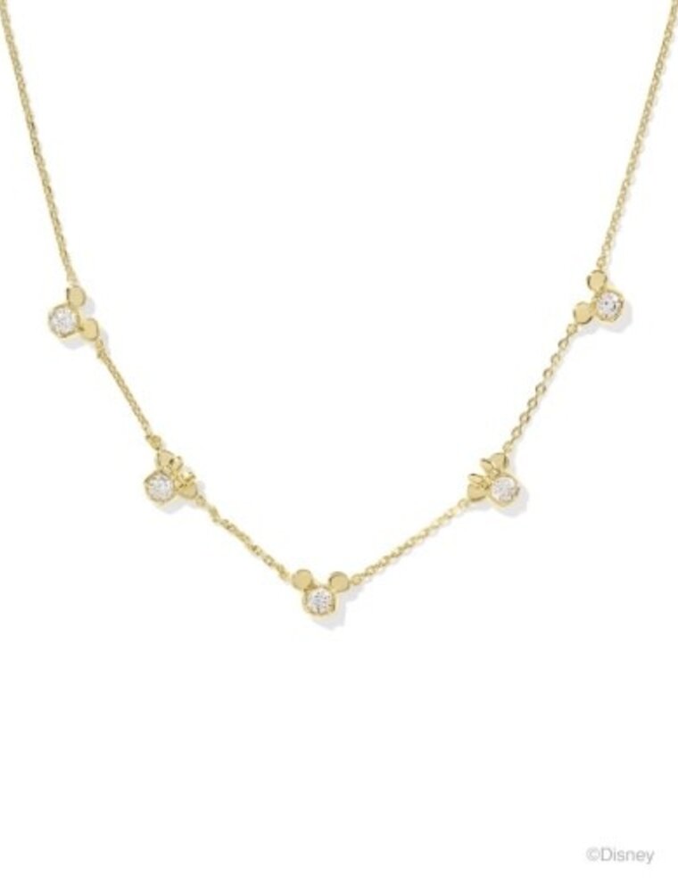 KENDRA SCOTT DESIGN Disney x Kendra Scott Gold Mickey Mouse and Minnie Mouse Strand Necklace in White CZ