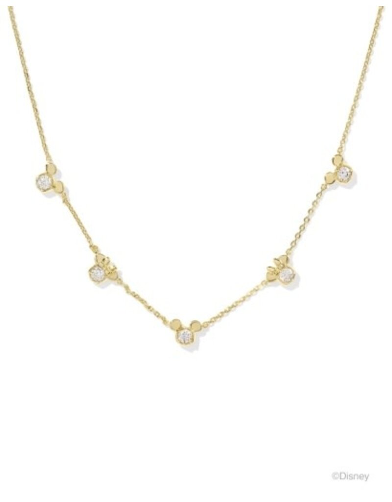 KENDRA SCOTT DESIGN Disney x Kendra Scott Gold Mickey Mouse and Minnie Mouse Strand Necklace in White CZ