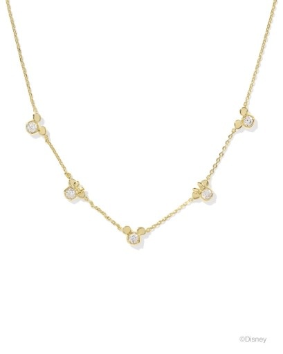 KENDRA SCOTT DESIGN Disney x Kendra Scott Gold Mickey Mouse and Minnie Mouse Strand Necklace in White CZ