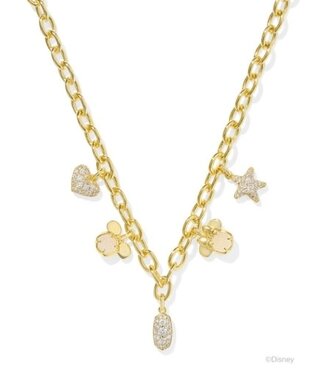 KENDRA SCOTT DESIGN Disney x Kendra Scott Gold Mickey Mouse and Minnie Mouse Charm Necklace in Iridescent White Mix
