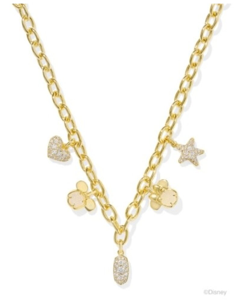 KENDRA SCOTT DESIGN Disney x Kendra Scott Gold Mickey Mouse and Minnie Mouse Charm Necklace in Iridescent White Mix