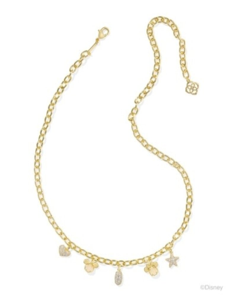 KENDRA SCOTT DESIGN Disney x Kendra Scott Gold Mickey Mouse and Minnie Mouse Charm Necklace in Iridescent White Mix