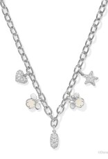 KENDRA SCOTT DESIGN Disney x Kendra Scott Silver Mickey Mouse and Minnie Mouse Charm Necklace in Iridescent White Mix KENDRA SCOTT DESIGN Disney x Kendra Scott Silver Mickey Mouse and Minnie Mouse Charm Necklace in Iridescent White Mix