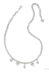 KENDRA SCOTT DESIGN Disney x Kendra Scott Silver Mickey Mouse and Minnie Mouse Charm Necklace in Iridescent White Mix KENDRA SCOTT DESIGN Disney x Kendra Scott Silver Mickey Mouse and Minnie Mouse Charm Necklace in Iridescent White Mix