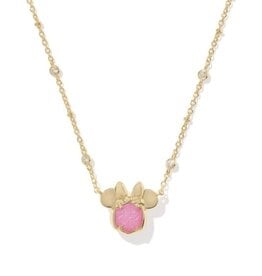 KENDRA SCOTT DESIGN Disney x Kendra Scott Gold Minnie Mouse Short Pendant Necklace in Hot Pink Drusy