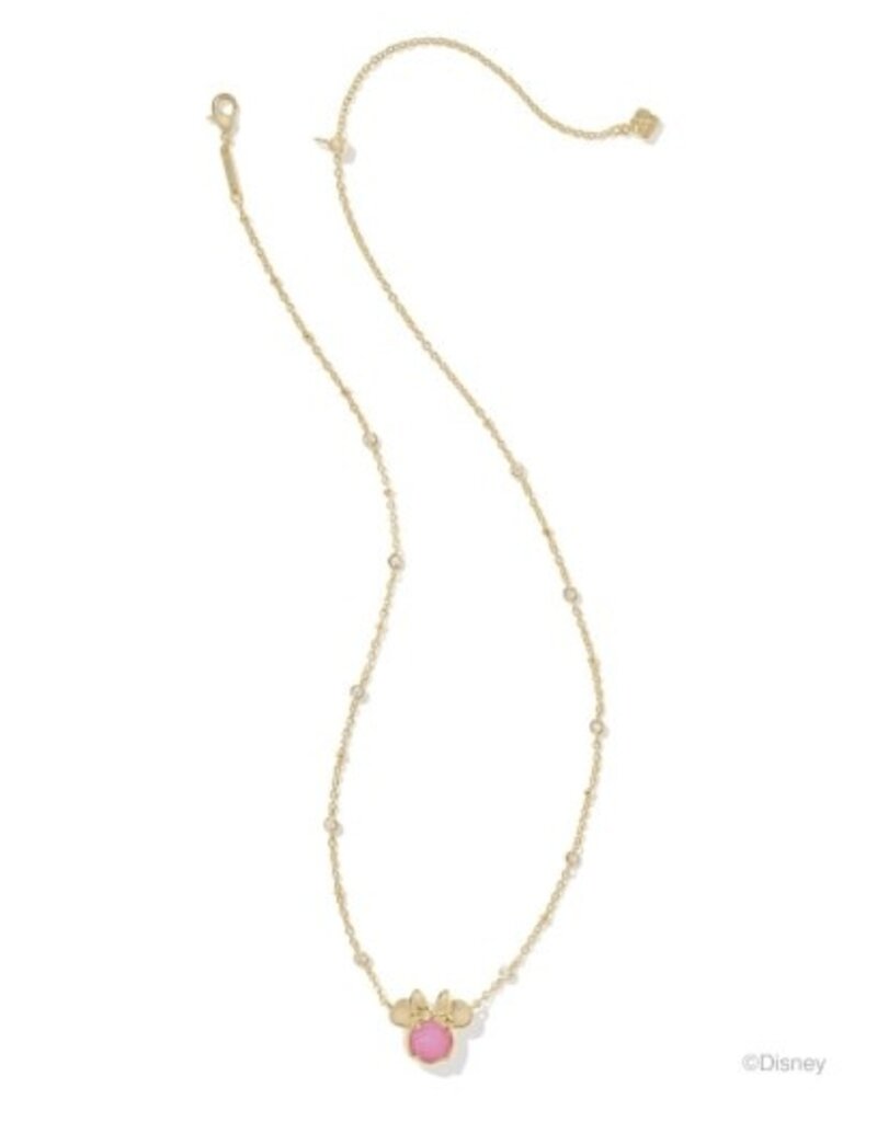KENDRA SCOTT DESIGN Disney x Kendra Scott Gold Minnie Mouse Short Pendant Necklace in Hot Pink Drusy