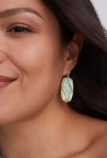 KENDRA SCOTT DESIGN Elle Lattice Frame Gold Drop Earrings in Light Green Mother-of-Pearl