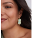 Elle Lattice Frame Gold Drop Earrings in Light Green Mother-of-Pearl