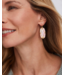 Elle Lattice Frame Gold Drop Earrings in Blush Ivory Mother-of-Pearl