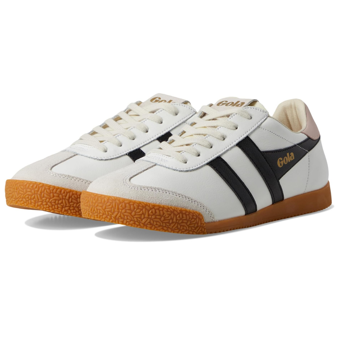 GOLA Women's Elan  Leather Sneakers in White/Black/Chalk Pink