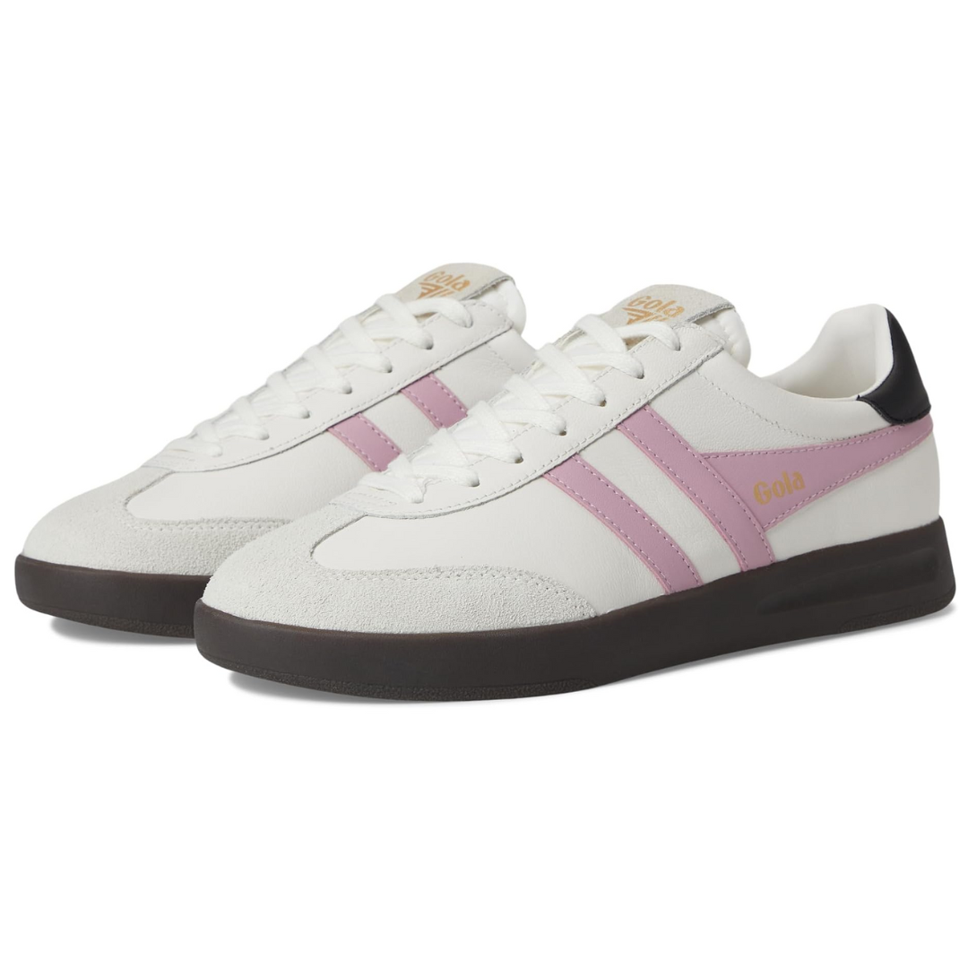 GOLA Women’s Cyclone Leather Sneakers in White/Candy/Black/Dark Gum