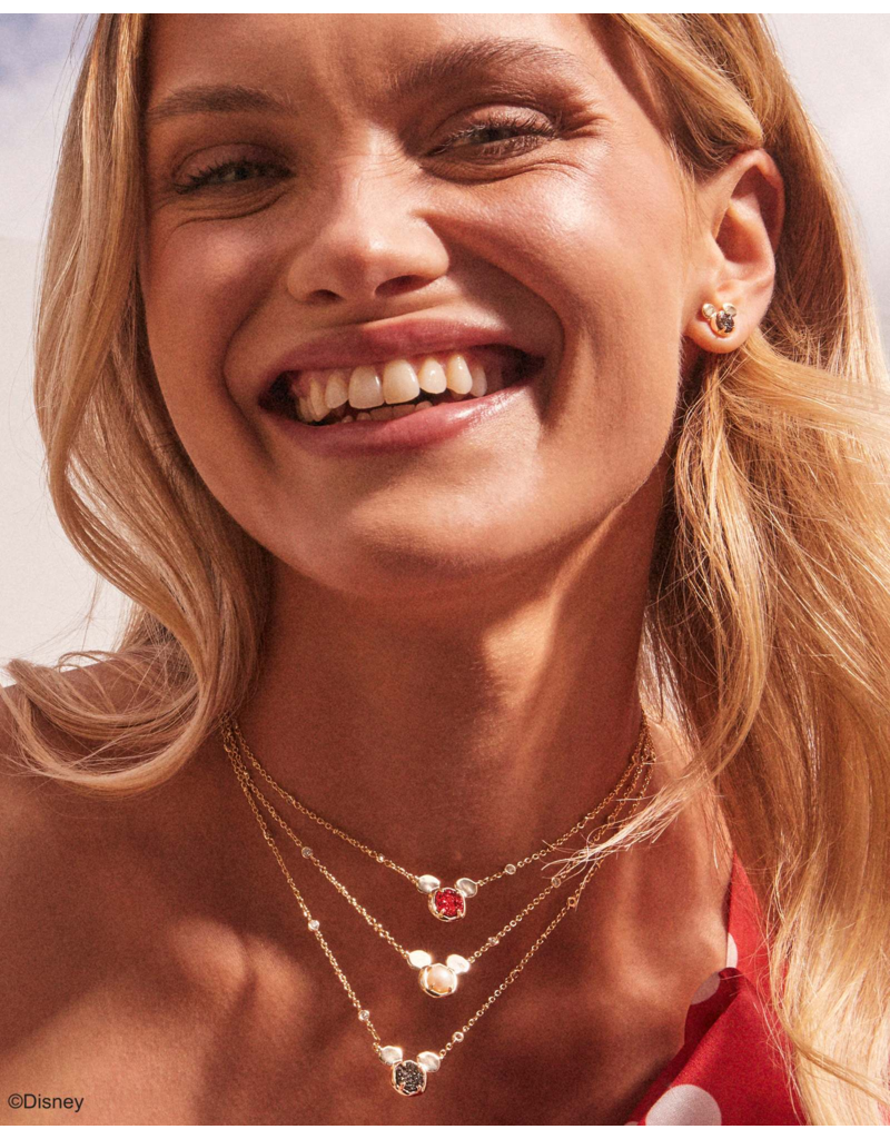 KENDRA SCOTT DESIGN Disney x Kendra Scott Gold Mickey Mouse Short Pendant Necklace in Bright Red Drusy