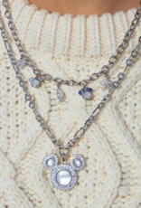 KENDRA SCOTT DESIGN Disney x Kendra Scott Silver Mickey Mouse and Minnie Mouse Charm Necklace in Iridescent White Mix KENDRA SCOTT DESIGN Disney x Kendra Scott Silver Mickey Mouse and Minnie Mouse Charm Necklace in Iridescent White Mix
