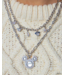 Disney x Kendra Scott Silver Mickey Mouse and Minnie Mouse Charm Necklace in Iridescent White Mix