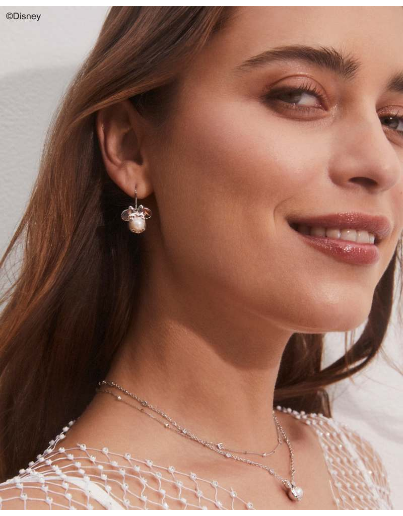 KENDRA SCOTT DESIGN Disney x Kendra Scott Silver Minnie Mouse Drop Earrings in Freshwater Cultured Pearl