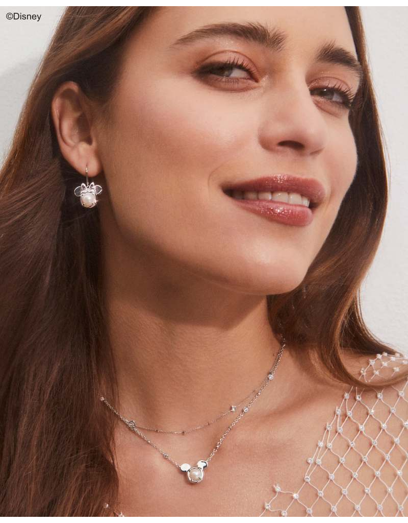 KENDRA SCOTT DESIGN Disney x Kendra Scott Silver Minnie Mouse Drop Earrings in Freshwater Cultured Pearl